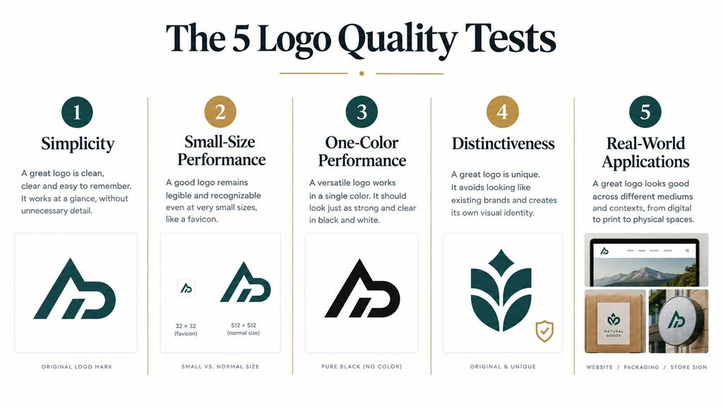 Five tests for evaluating whether a logo design is good