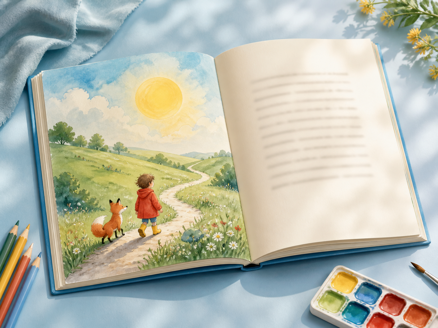 Illustrated example of a children's picture book spread