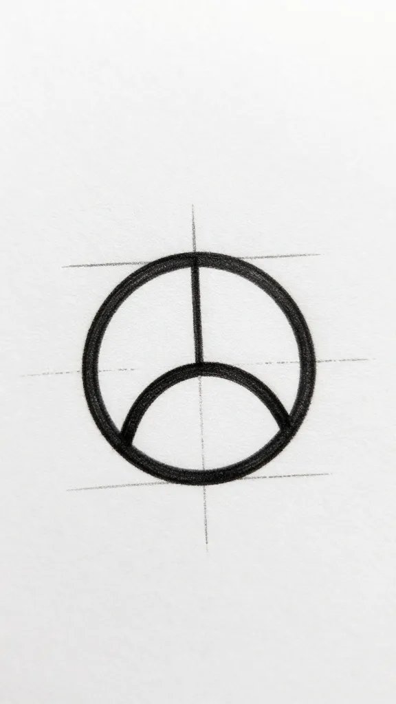 Closeup of a designer sketching a minimalist logo on paper