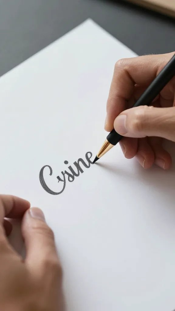 Closeup of a designer’s hands sketching a logo brief on paper