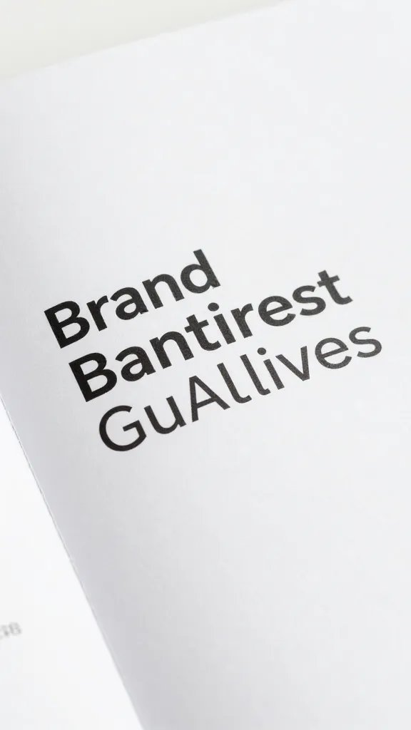 Closeup of brand guidelines booklet with crisp typography on page